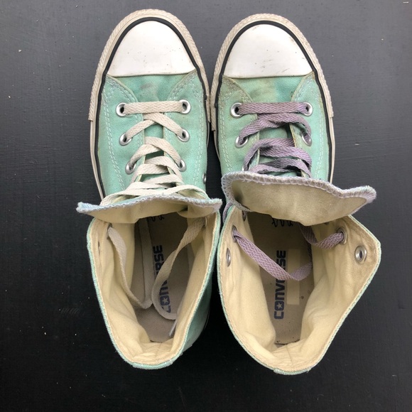 Converse turquoise/ light blue high tops w8 - Picture 3 of 7